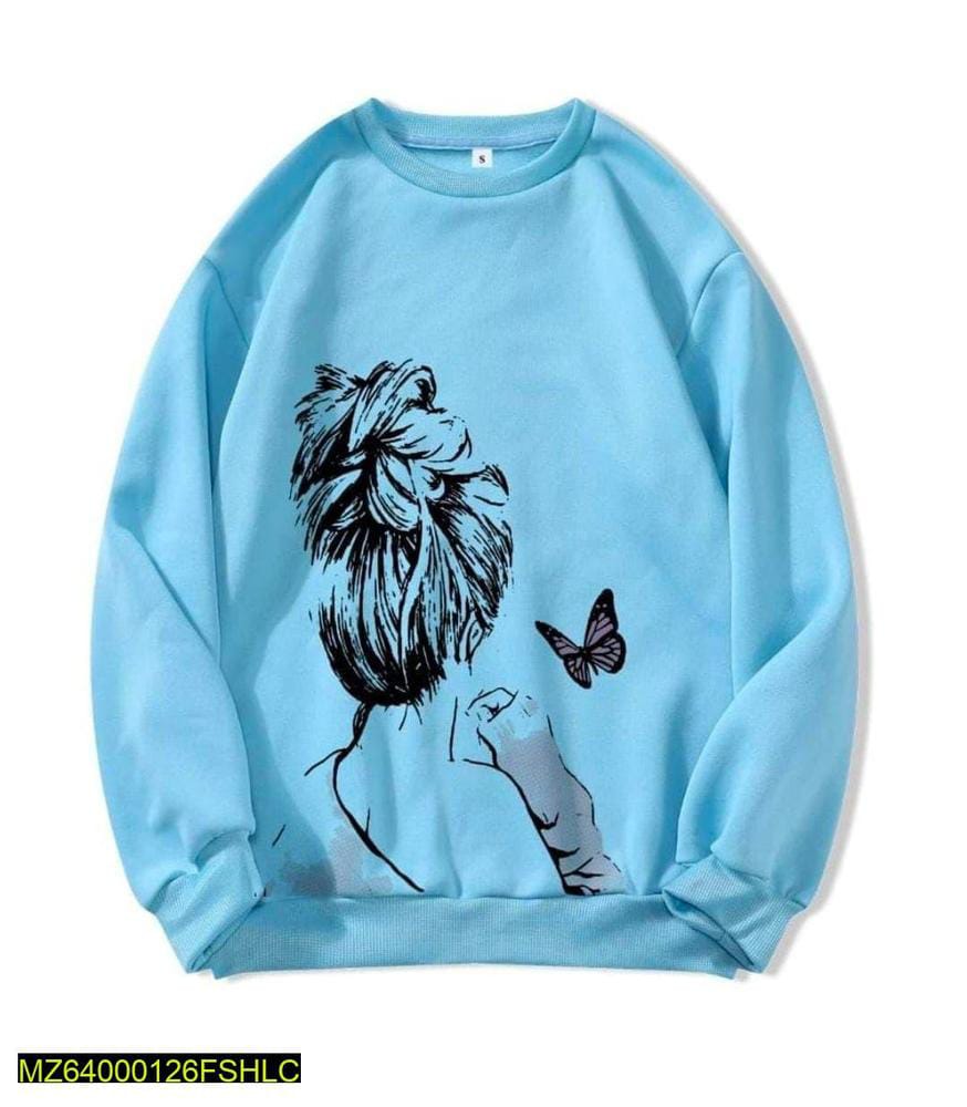 Blue Printed Sweat Shirt